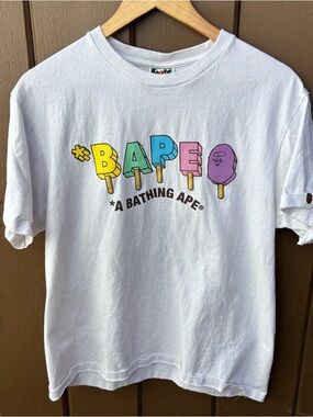 BAPE t-shirt Large Mens A BATHING APE Ice Cream White